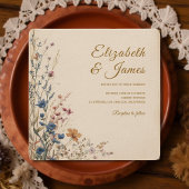 Invitation Mariage Fleur sauvage Boho rustique frontière beig