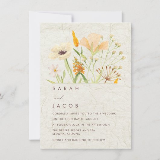 Invitation Mariage Fleur sauvage capricieux (Devant)