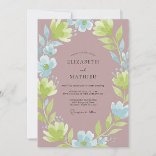 Invitation Mariage Fleur Sauvage Chartreuse Mauve
