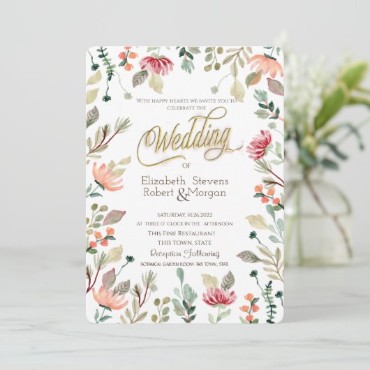 Invitation Mariage Fleur sauvage chic (Debout devant)