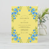Invitation Mariage Fleur Sauvage Citron Azur (Debout devant)