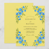 Invitation Mariage Fleur Sauvage Citron Azur (Devant / Derrière)