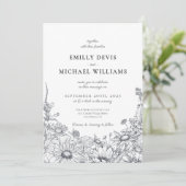 Invitation Mariage fleur sauvage classique élégant (Debout devant)