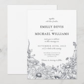 Invitation Mariage fleur sauvage classique élégant (Devant / Derrière)
