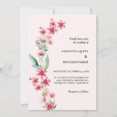 Invitation Mariage Fleur sauvage classique rose vif (Devant)
