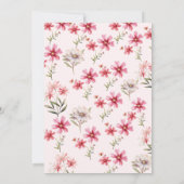 Invitation Mariage Fleur sauvage classique rose vif (Dos)