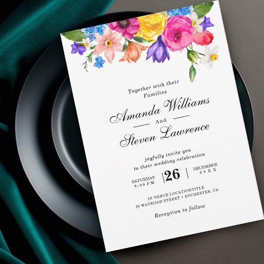 Invitation Mariage fleur sauvage coloré chic