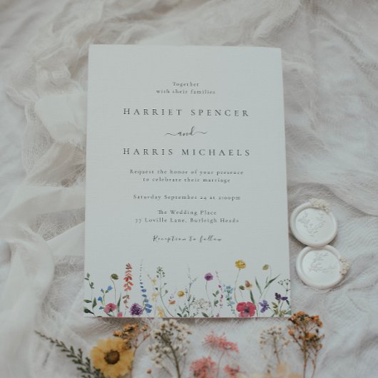 Invitation Mariage Fleur sauvage coloré été & printemps