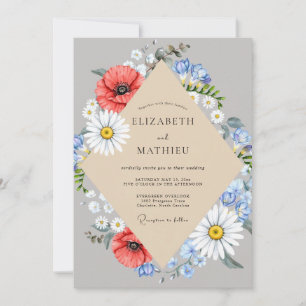Invitation Mariage Fleur Sauvage Coquelicot Rouge