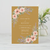 Invitation Mariage Fleur Sauvage Corail Moutarde (Debout devant)