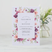 Invitation Mariage Fleur Sauvage Corail Prune (Debout devant)