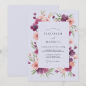Invitation Mariage Fleur Sauvage Corail Prune (Devant / Derrière)