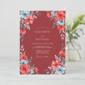 Invitation Mariage Fleur Sauvage Corail Rouille (Debout devant)