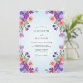 Invitation Mariage Fleur Sauvage Corail Violet (Debout devant)