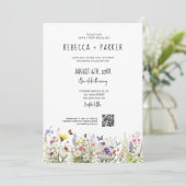 Invitation Mariage fleur sauvage couleur aquarelle (Debout devant)