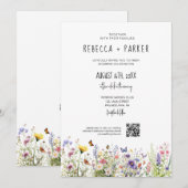 Invitation Mariage fleur sauvage couleur aquarelle (Devant / Derrière)