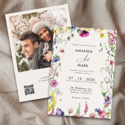 Invitation Mariage Fleur sauvage couleur chic Boho Spring