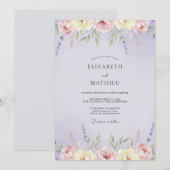 Invitation Mariage Fleur Sauvage Crème Améthyste (Devant / Derrière)