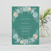 Invitation Mariage Fleur Sauvage Crème de Teal (Debout devant)