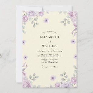 Invitation Mariage Fleur Sauvage Crème Lilas