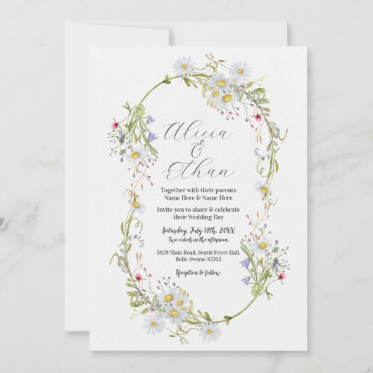 Invitation Mariage Fleur sauvage Daisy Stylish Spring (Devant)