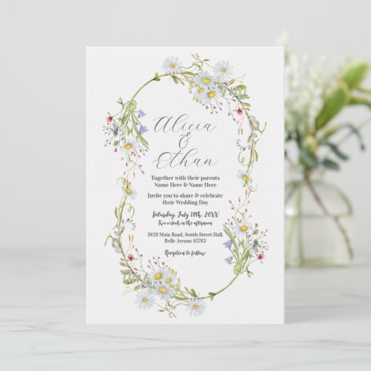 Invitation Mariage Fleur sauvage Daisy Stylish Spring (Debout devant)
