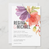 Invitation Mariage Fleur sauvage d'aquarelle moderne (Devant)