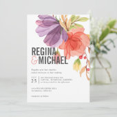 Invitation Mariage Fleur sauvage d'aquarelle moderne (Debout devant)