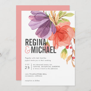 Invitation Mariage Fleur sauvage d'aquarelle moderne