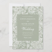 Invitation Mariage Fleur sauvage d'art simple Sage Green Line (Devant)