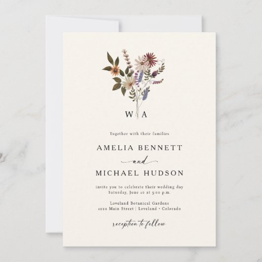 Invitation Mariage Fleur sauvage d'automne (Devant)