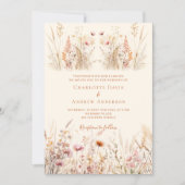 Invitation mariage fleur sauvage de boho crème (Devant)