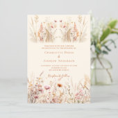 Invitation mariage fleur sauvage de boho crème (Debout devant)