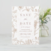 Invitation Mariage Fleur sauvage de Chinoiserie beige Enregis (Debout devant)