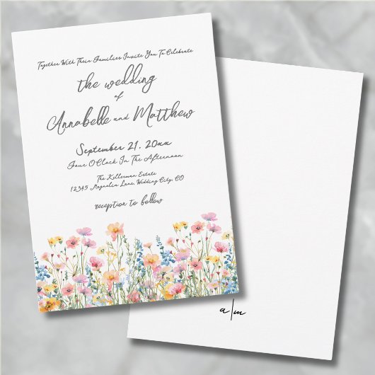 Invitation Mariage Fleur sauvage de couleur vive
