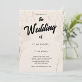 Invitation Mariage fleur sauvage de fleurs beige (Debout devant)