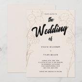 Invitation Mariage fleur sauvage de fleurs beige (Devant / Derrière)