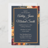 Invitation Mariage Fleur sauvage de la marine et de l'automne (Devant)