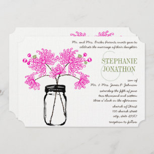 Invitation Mariage Fleur sauvage de mason rose chaud