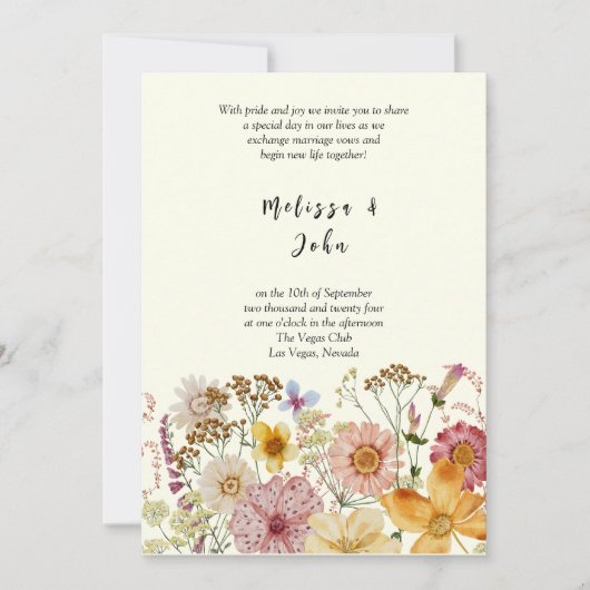 Invitation Mariage Fleur sauvage de Meadow Bohemian (Devant)