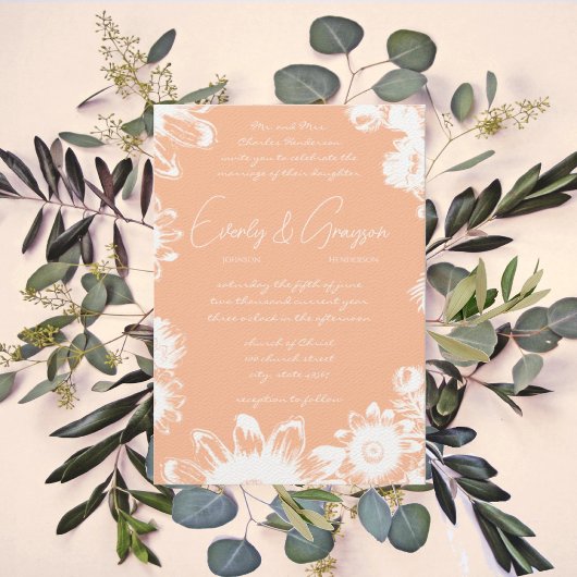 Invitation Mariage Fleur sauvage de Peach Bohemian
