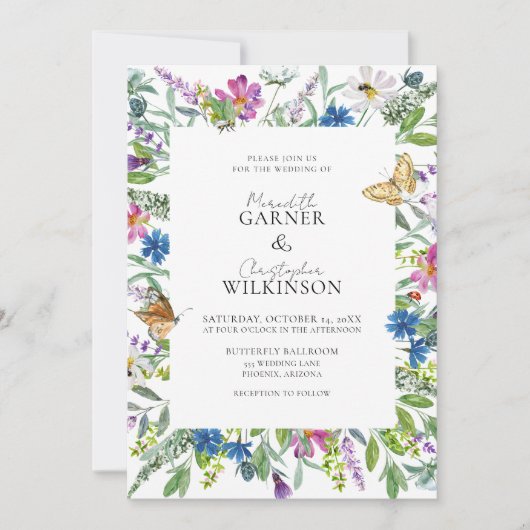 Invitation Mariage Fleur sauvage de printemps (Devant)