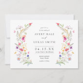 Invitation Mariage Fleur sauvage de printemps coloré (Devant)