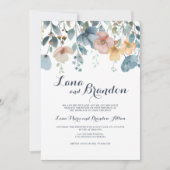 Invitation Mariage fleur sauvage de printemps rose Aquarelle (Devant)