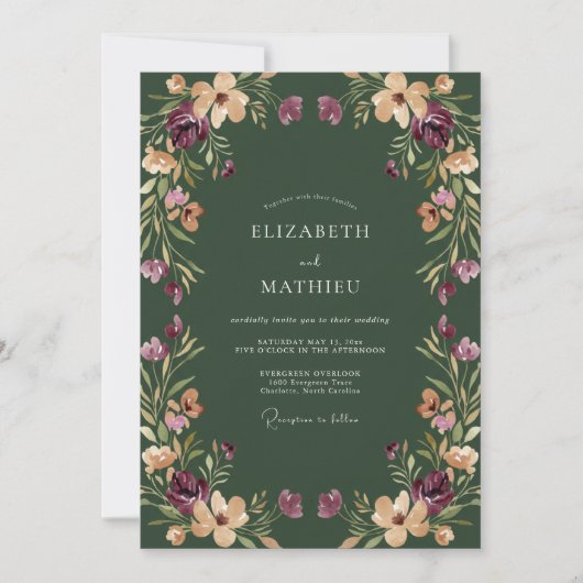 Invitation Mariage Fleur Sauvage de Prunier de Forêt (Devant)
