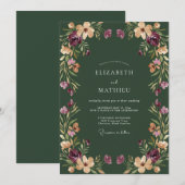 Invitation Mariage Fleur Sauvage de Prunier de Forêt (Devant / Derrière)