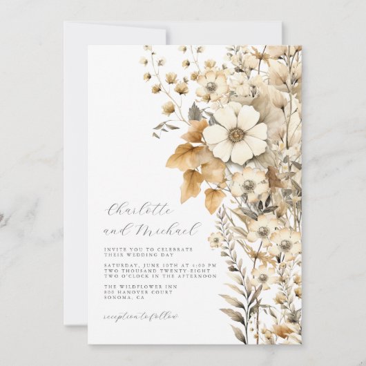 Invitation Mariage Fleur sauvage de script moderne (Devant)