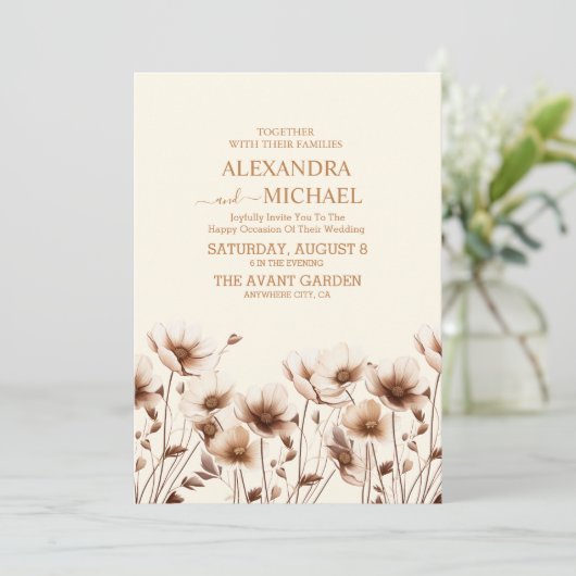 Invitation Mariage Fleur sauvage de Terracotta Boho (Debout devant)