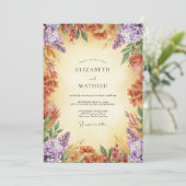 Invitation Mariage Fleur Sauvage de Terracotta Lilas (Debout devant)