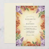 Invitation Mariage Fleur Sauvage de Terracotta Lilas (Devant / Derrière)